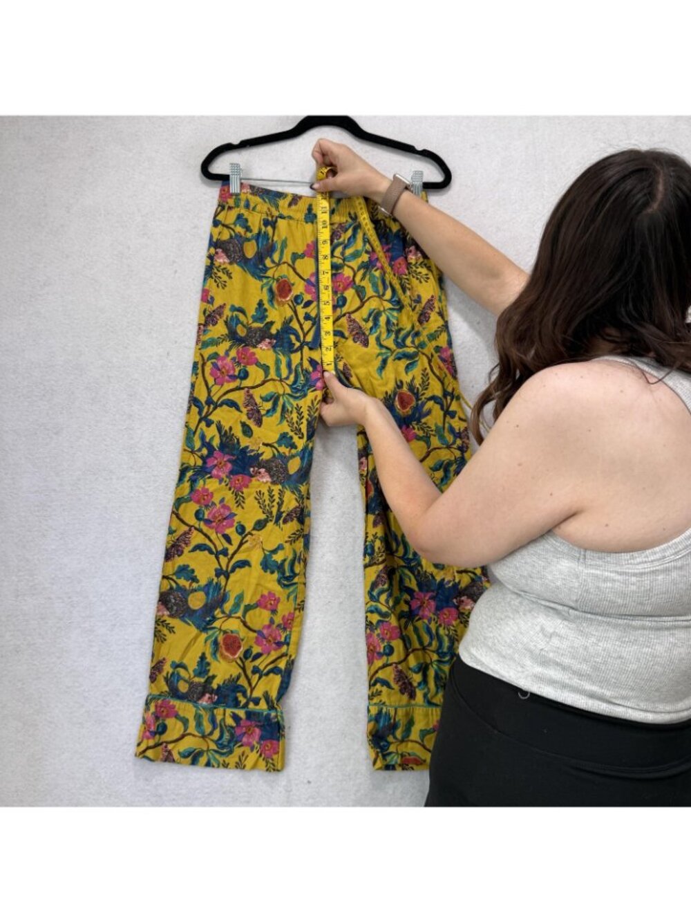 Nathalie Lete Sweatpants Womens XS Yellow Floral Animal Print Elastic Waist - Picture 4 of 9